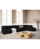 Canapé D'Angle Droit Velours Charles 5 Places noir - 366x180x69 cm