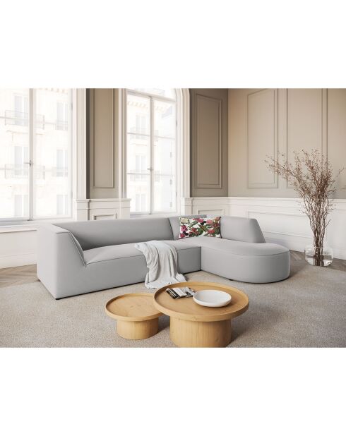 Canapé D'Angle Droit Velours Charles 4 Places gris clair - 273x180x69 cm