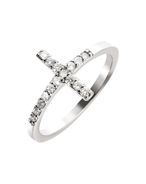 Ring aus rhodiniertem Silber und weißem Zirkonia