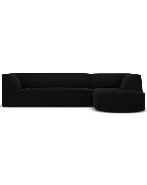 Canapé D'Angle Droit Velours Charles 4 Places noir- 273x180x69 cm