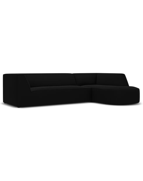 Canapé D'Angle Droit Velours Charles 4 Places noir- 273x180x69 cm