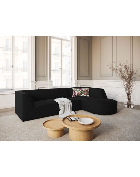 Canapé D'Angle Droit Velours Charles 4 Places noir- 273x180x69 cm