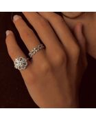 Ring met gerhodineerde zilveren en witte zirkonia