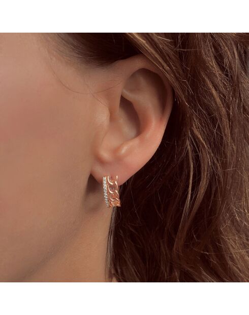 Boucles d'oreilles en Argent plaqué Or Rose & Zircones blanches