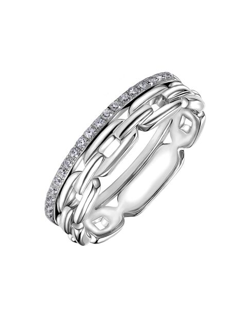 Ring met gerhodineerde zilveren en witte zirkonia