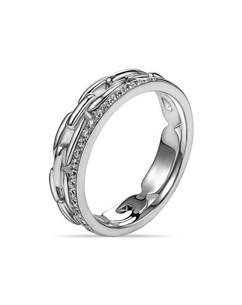 Ring met gerhodineerde zilveren en witte zirkonia