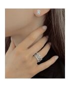 Ring met gerhodineerde zilveren en witte zirkonia