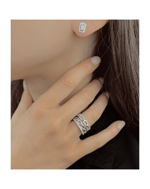 Ring met gerhodineerde zilveren en witte zirkonia