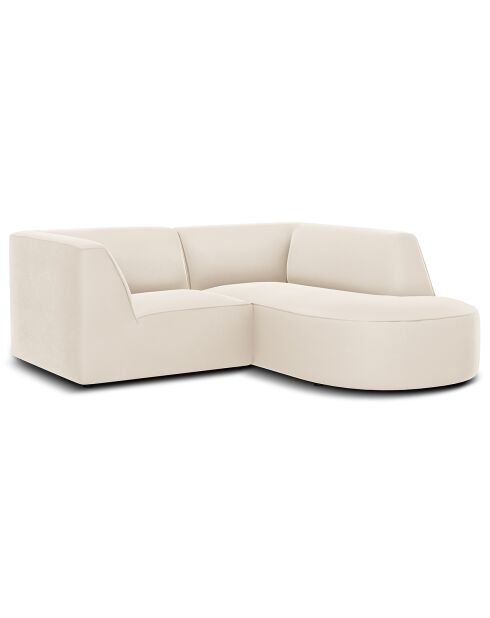 Canapé D'Angle Droit Velours Charles 3 Places beige - 186x180x69 cm