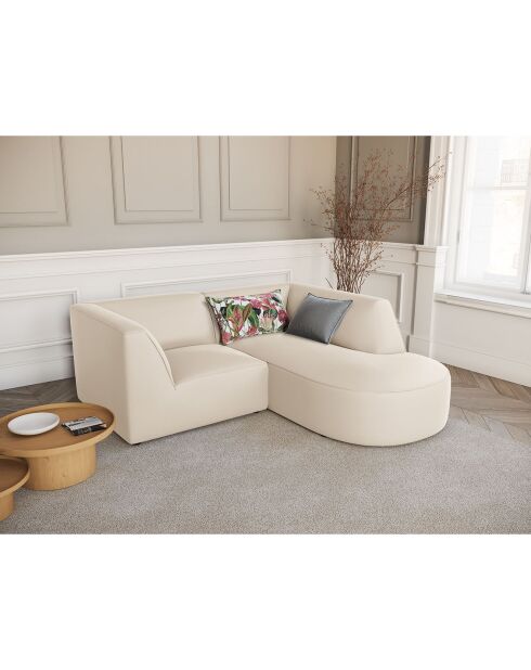 Canapé D'Angle Droit Velours Charles 3 Places beige - 186x180x69 cm