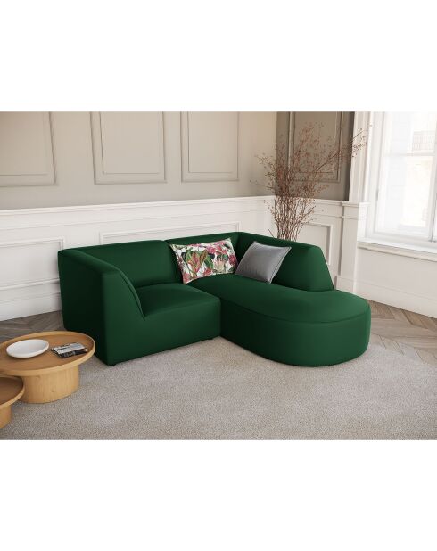 Canapé D'Angle Droit Velours Charles 3 Places vert - 186x180x69 cm