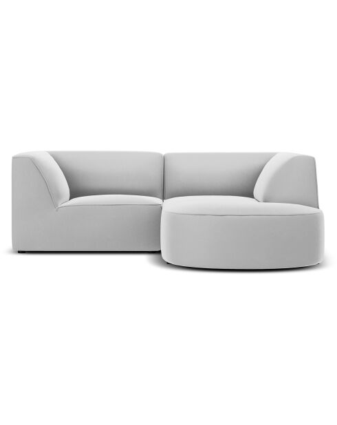 Canapé D'Angle Droit Velours Charles 3 Places gris clair - 186x180x69 cm