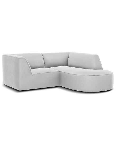 Canapé D'Angle Droit Velours Charles 3 Places gris clair - 186x180x69 cm