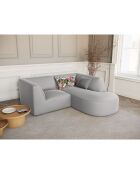 Canapé D'Angle Droit Velours Charles 3 Places gris clair - 186x180x69 cm