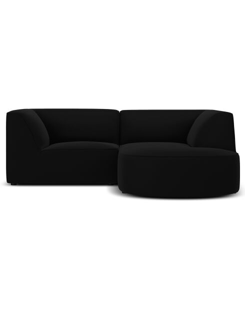 Canapé D'Angle Droit Velours Charles 3 Places noir - 186x180x69 cm