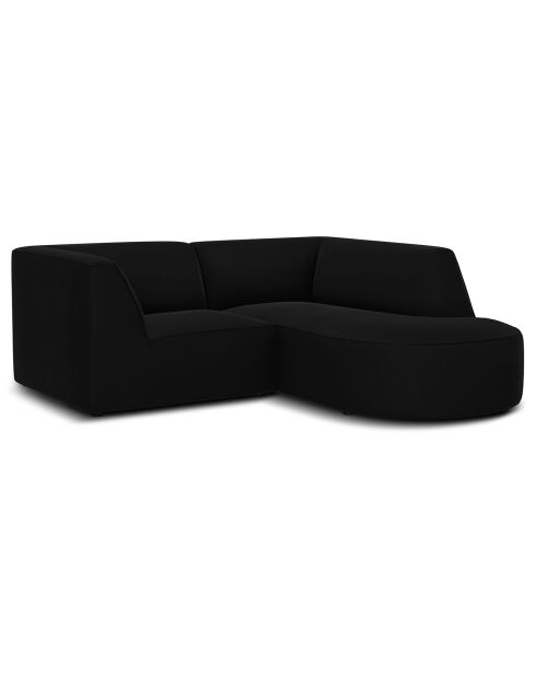 Canapé D'Angle Droit Velours Charles 3 Places noir - 186x180x69 cm