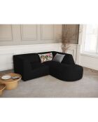 Canapé D'Angle Droit Velours Charles 3 Places noir - 186x180x69 cm