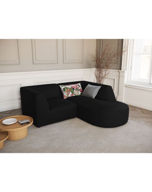Canapé D'Angle Droit Velours Charles 3 Places noir - 186x180x69 cm