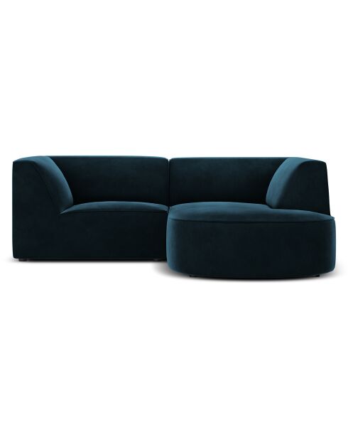 Canapé D'Angle Droit Velours Charles 3 Places pétrole profond - 186x180x69 cm