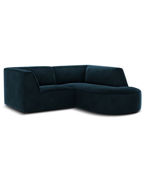 Canapé D'Angle Droit Velours Charles 3 Places pétrole profond - 186x180x69 cm