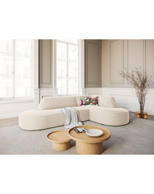 Canapé D'Angle Droit Velours Charles 4 Places beige - 273x180x69 cm