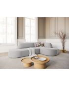 Canapé D'Angle Droit Velours Charles 4 Places gris clair - 273x180x69 cm