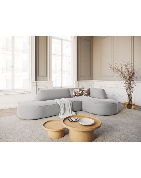 Canapé D'Angle Droit Velours Charles 4 Places gris clair - 273x180x69 cm