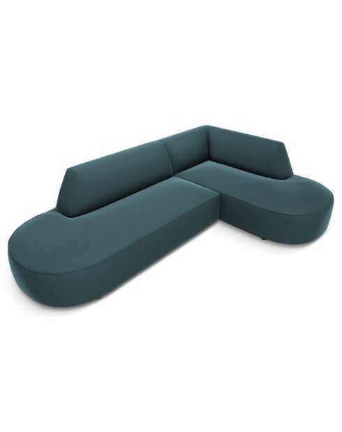 Canapé D'Angle Droit Velours Charles 4 Places bleu - 273x180x69 cm