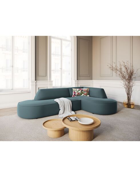 Canapé D'Angle Droit Velours Charles 4 Places bleu - 273x180x69 cm