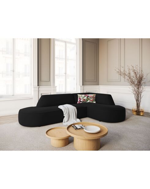 Canapé D'Angle Droit Velours Charles 4 Places noir - 273x180x69 cm