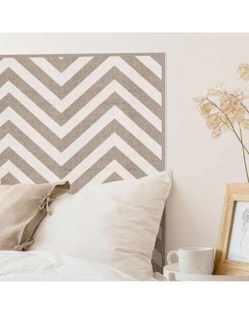 Horizontales Kopfteil aus beigem Vinyl, Chevron, 80 x 300 cm