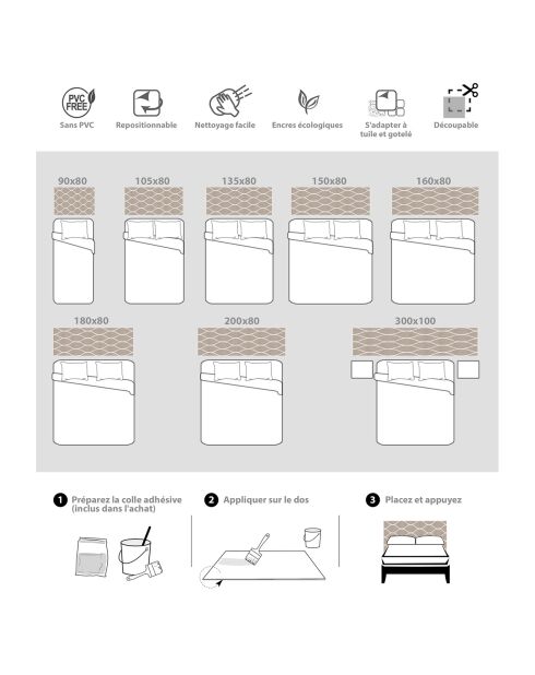 Tête de lit en vinyle Celosía Natural beige - 80x135 cm