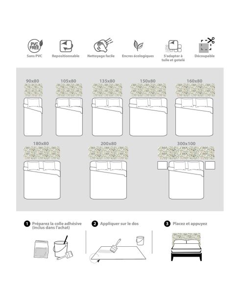 Testiera in vinile Aves del Paraíso multicolore - 80x180 cm