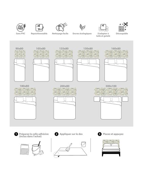 Testiera in vinile Aves del Paraíso multicolore - 100x300 cm