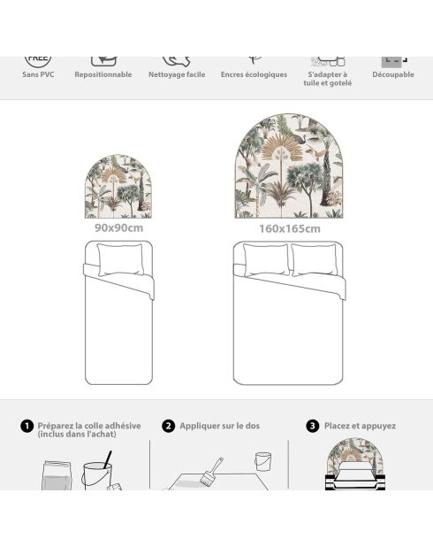 Testiera in vinile multicolore Arco Jardín Exótico - 160x165 cm