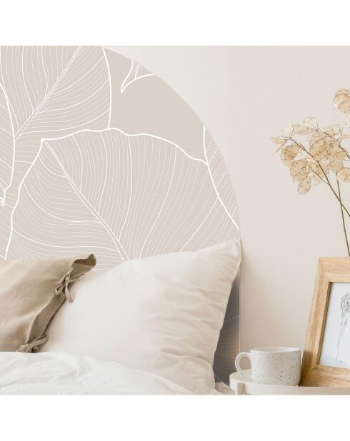 Tête de lit en vinyle Arco Líneas Hojas beige - 160x165 cm