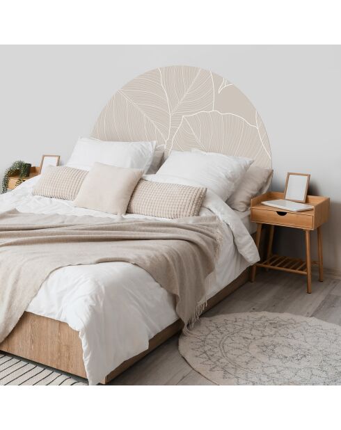 Tête de lit en vinyle Arco Líneas Hojas beige - 160x165 cm
