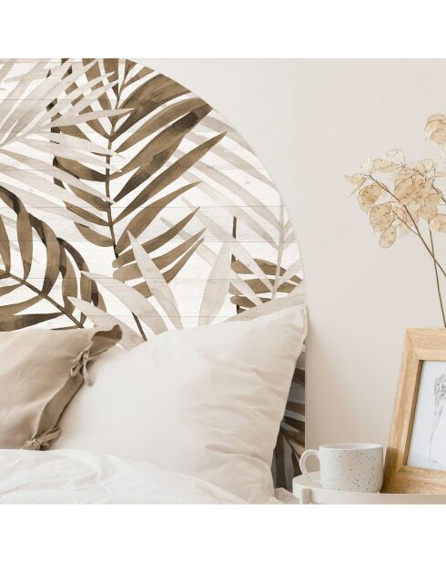 Tête de lit en vinyle Arco Hojas en Madera beige - 160x165 cm