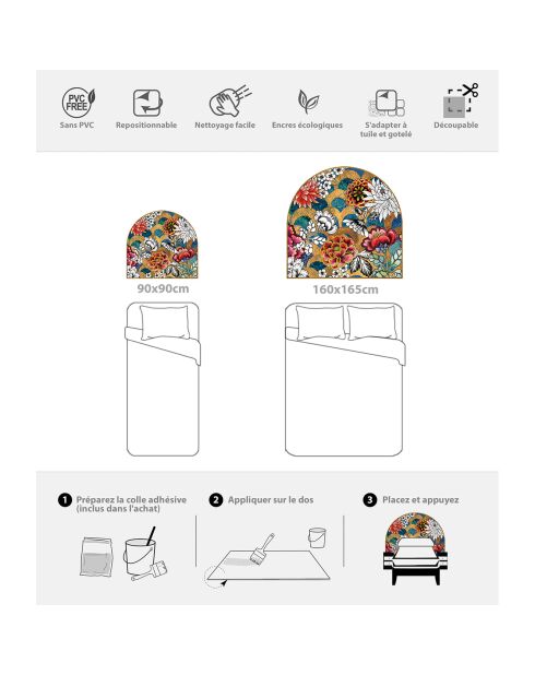 Cabecero Arco Luxury de vinilo multicolor - 90x90 cm