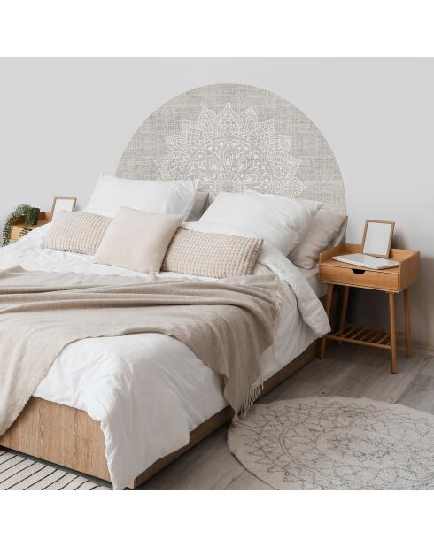 Tête de lit en vinyle Arco Mandala en Arpillera greige - 160x165 cm