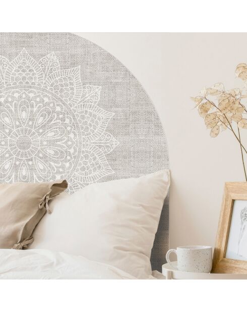 Tête de lit en vinyle Arco Mandala en Arpillera greige - 160x165 cm
