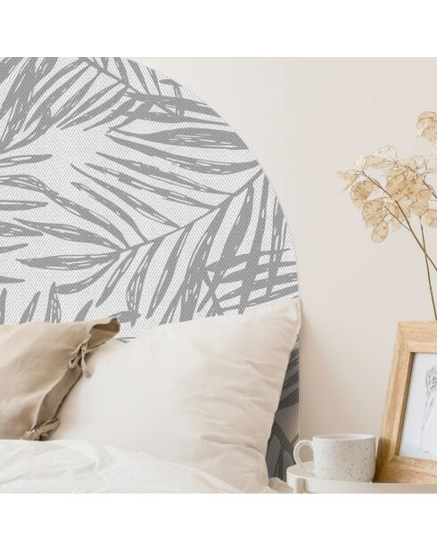 Testiera in vinile grigio Arco Hojas Sobre Tela - 160x165 cm