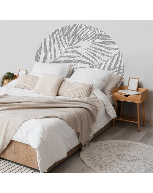 Testiera in vinile grigio Arco Hojas Sobre Tela - 160x165 cm