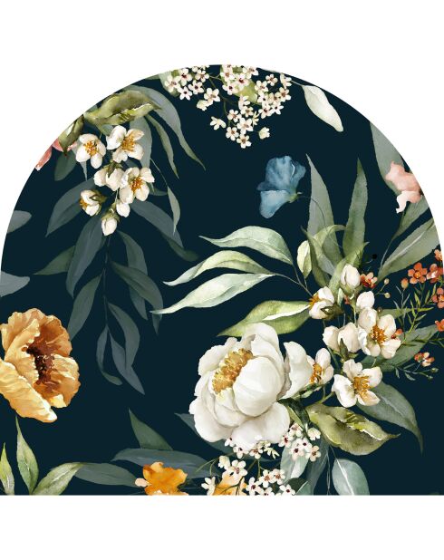 Testiera in vinile multicolore Arco Floral Acuarela - 160x165 cm