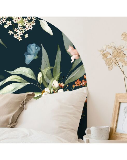 Testiera in vinile multicolore Arco Floral Acuarela - 160x165 cm