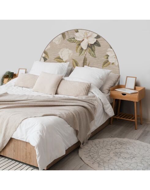 Tête de lit en vinyle Arco Magnolias Sobre Madera beige - 160x165 cm