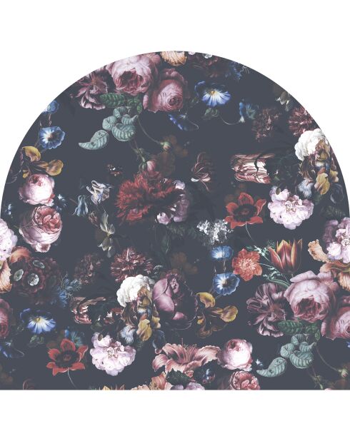 Tête de lit en vinyle Arco Rosas Sobre Noir multicolore - 160x165 cm