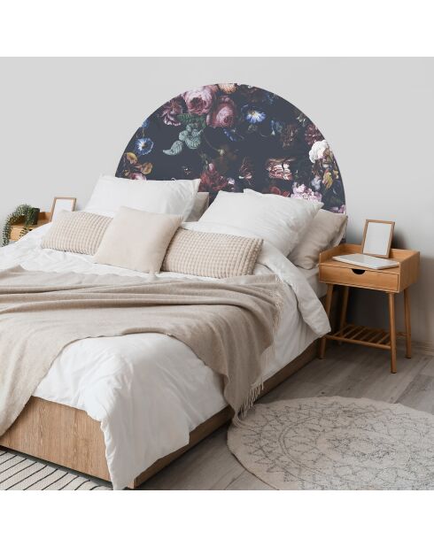 Tête de lit en vinyle Arco Rosas Sobre Noir multicolore - 160x165 cm