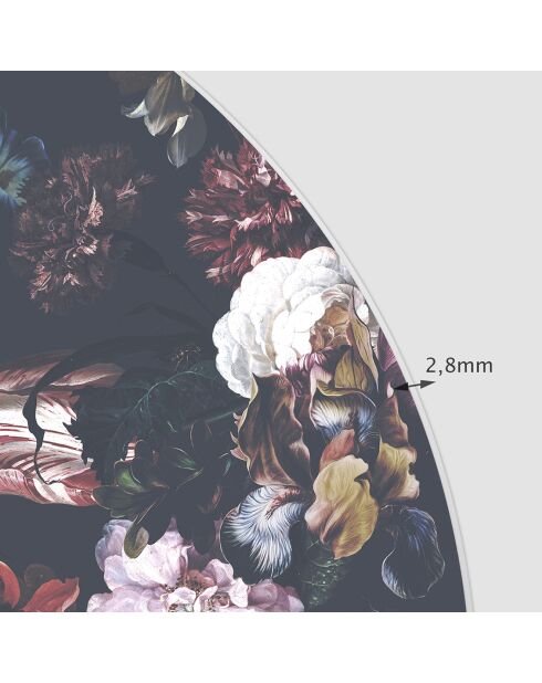 Tête de lit en vinyle Arco Rosas Sobre Noir multicolore - 160x165 cm