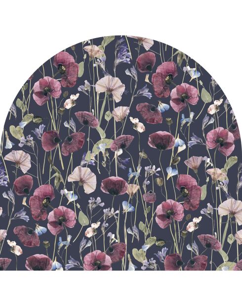 Testiera per letto Arco Amapolas Sobre in vinile multicolore nero - 160x165 cm